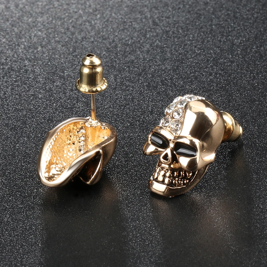 Wbmqda 2020 Hot Punk Earrings For Women Men Party Vintage Glossy Skull Shiny Zircon Earring Ear Jewelry Drop shipping | Украшения и