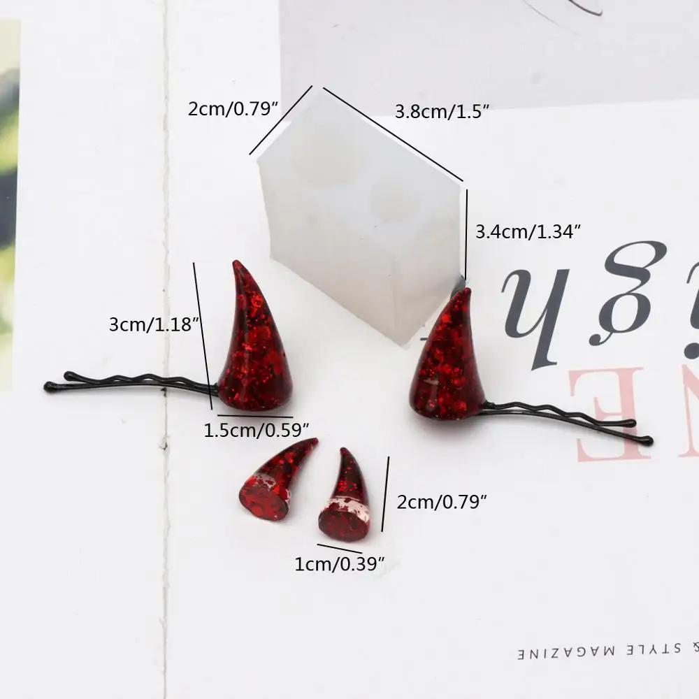 

Cute Devil Horns Hair Clips Resin Molds Epoxy Resin Mould Jewelry Making Tools