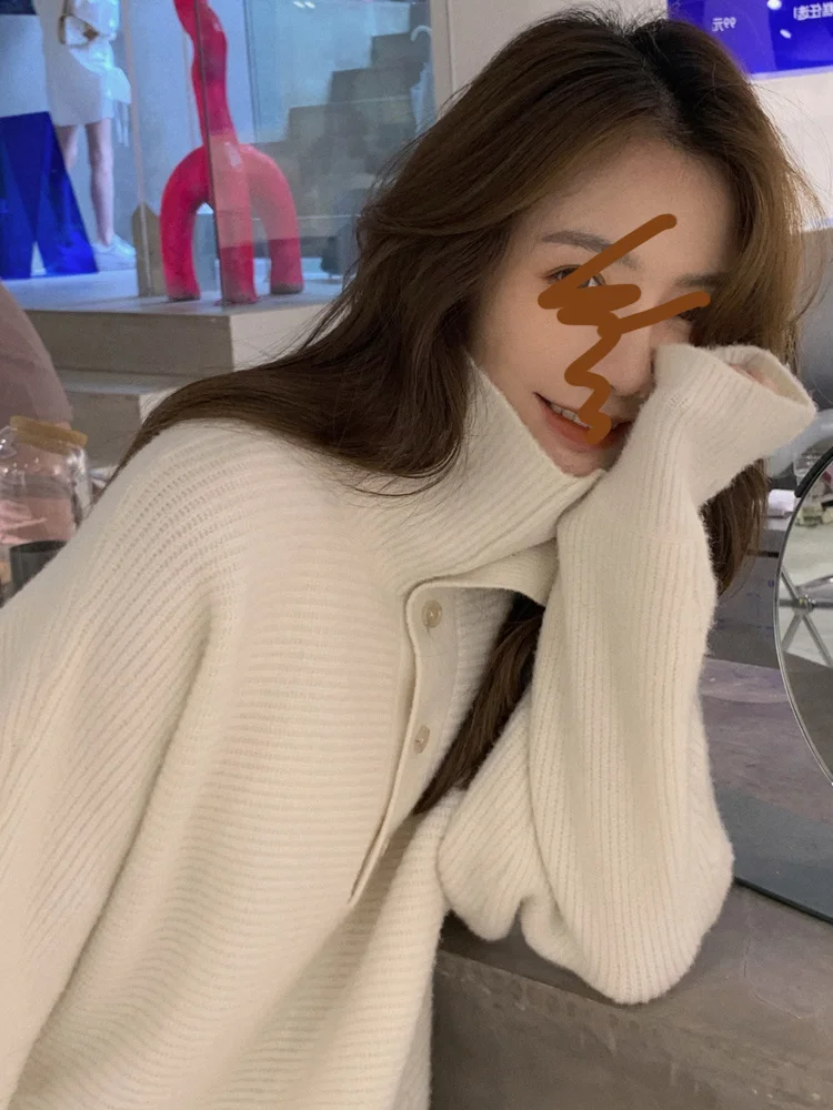 

Свитер женский осенний трикотажный, теплый, однотонный