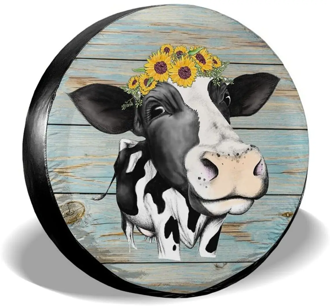 

Hitamus Funny Cow Spare Tire Cover Universal Fit for Jeep Wrangler Rv SUV Truck Travel Trailer and Many Vehicles