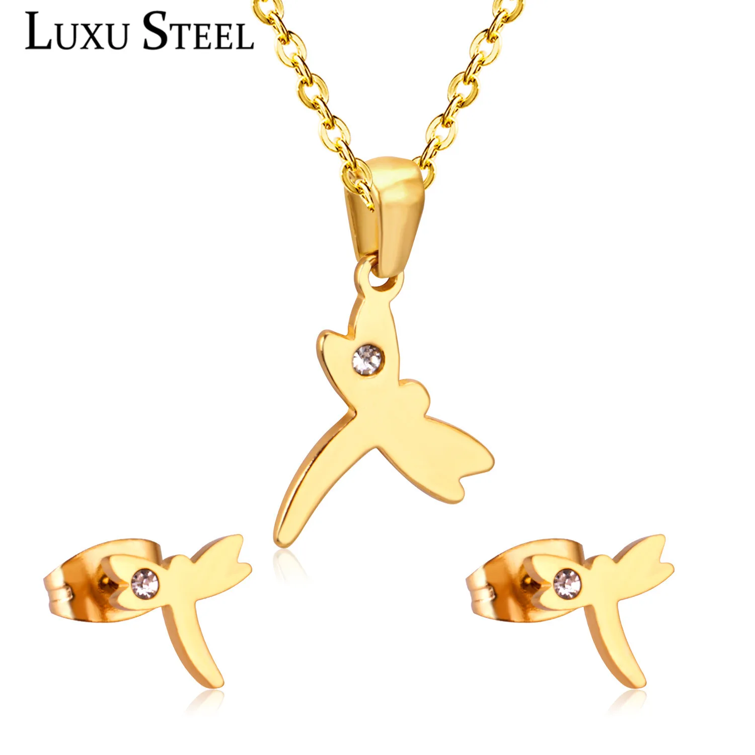 Комплект ювелирных изделий LUXUSTEEL Африканская женщина нержавеющая сталь золотой