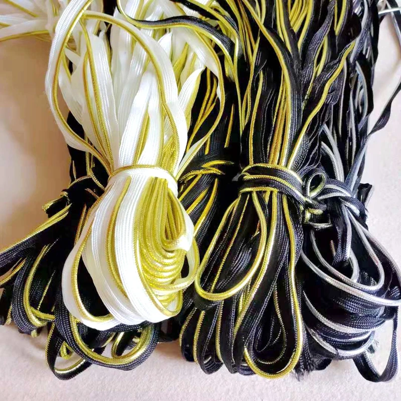 Шнур с косым скотчем 10 мм для искусственных краев шитье серебра золотые