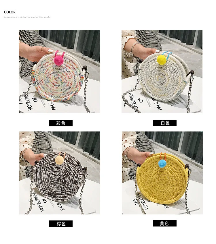 

New summer Straw Bags for Women Handbags Wooven Bag Woven Beach Bag Round shape Nature Straw Bag Womens Beach Tote Bag