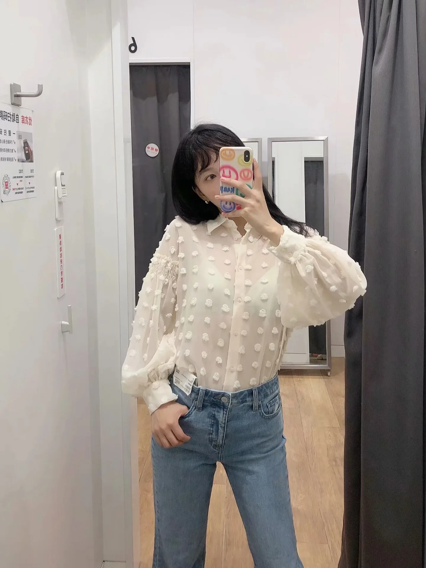 

Shirt Summer Women White Dots Stitch Shirt Long Sleeve Office Ladies Basic Blouse Camisa Mujer Femme Chandails Tops 2021