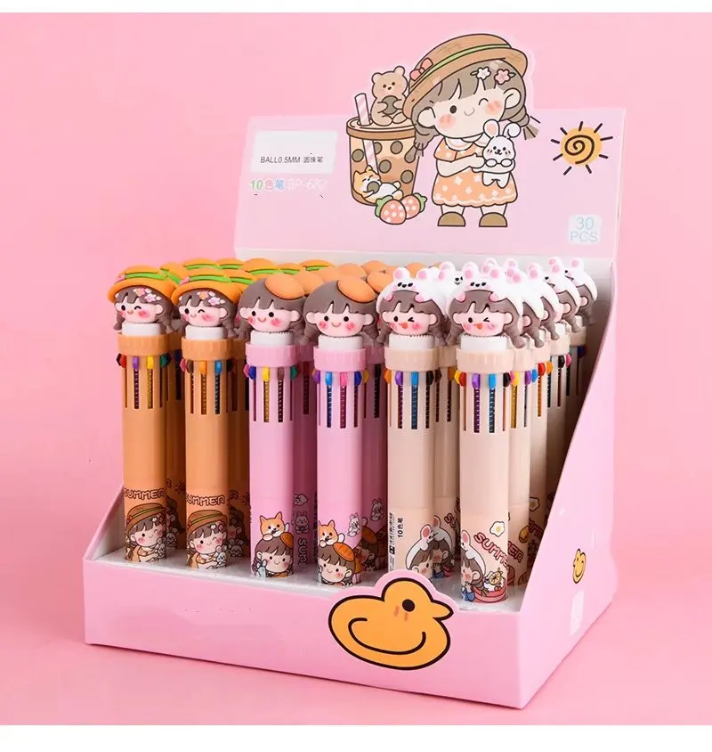 

Super Cute cartoon Creative Modeling 10 Color Vitality Girl Heart High Appearance Level Student Stationery Ballpoint Pen
