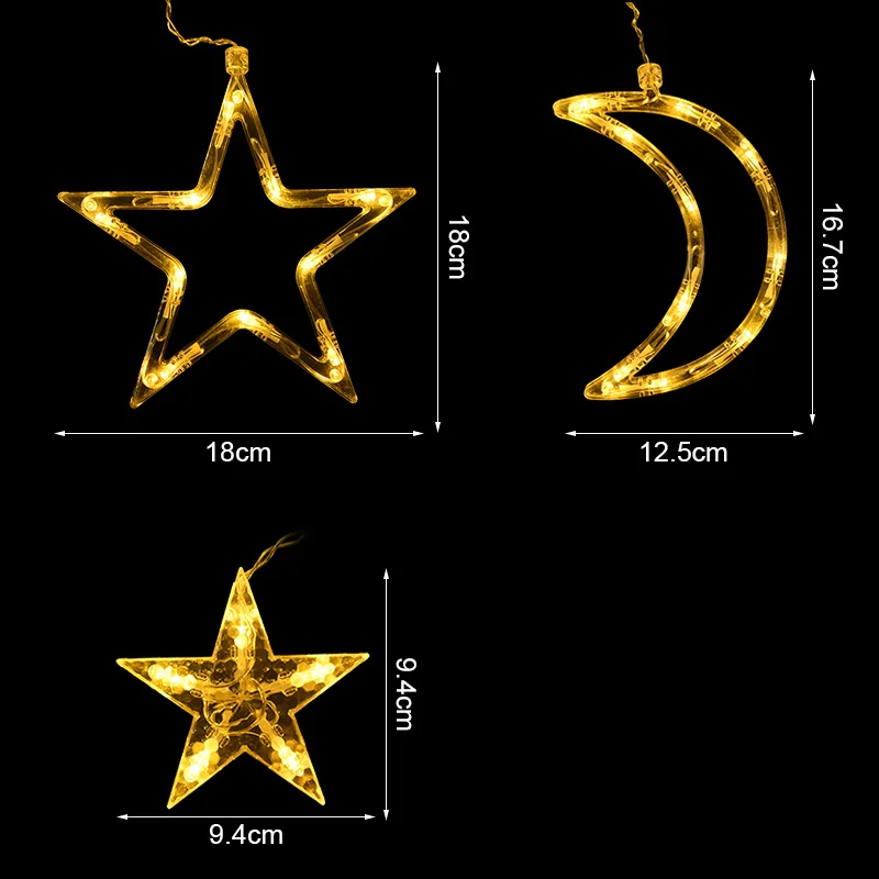 

Fairy Moon Star LED Curtain String Lights Operate Twinkle Lamp Garland Holiday Festival Decoration Wedding Party Decor