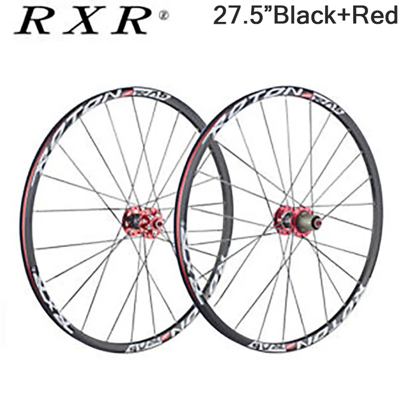 Black Red-27.5-pair RXR 26er 27,5 er 29er колеса для горного велосипеда, карбоновая ступица, комплект колес MTB, диски, дисковый тормоз, передние и задние колеса 100/135 мм QR - Цвет: Black Red-27.5-pair