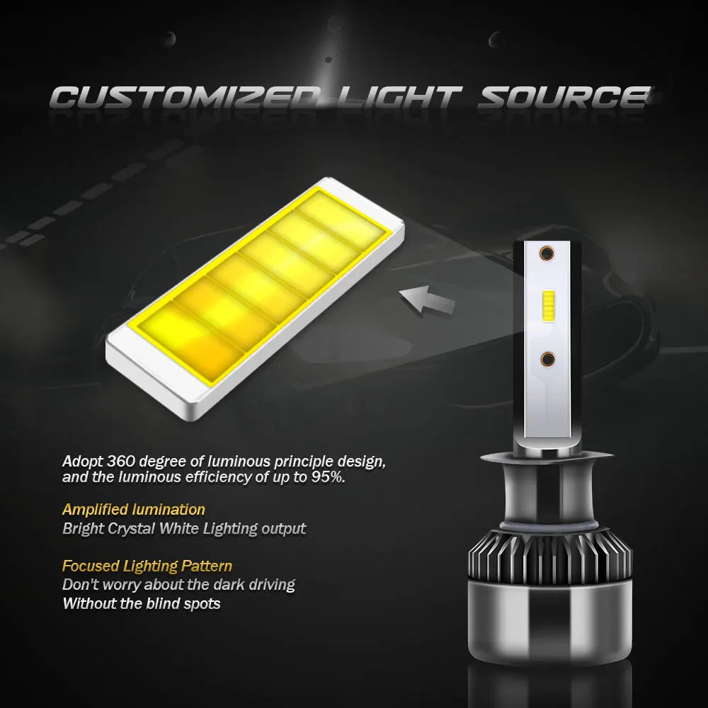 G3 H11 Светодиодный фонарь IP68 Водонепроницаемый налобный все-в-одном 6000K 100W 10000лм