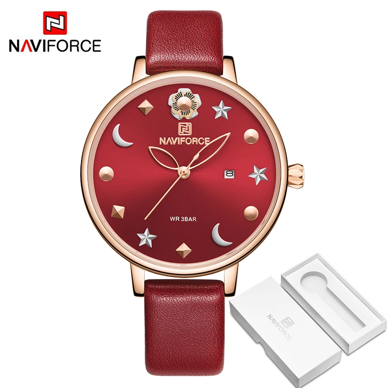 RGR BOX Роскошный бренд NAVIFORCE, женские часы, водонепроницаемые, модные, креативные, луна, звезда, дизайн, женский браслет, наручные часы, Relogio Mujer - Цвет: RGR BOX