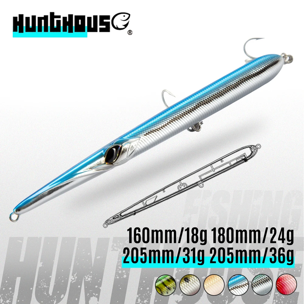 Hunthouse stylo 210 bluefish pencil fishing lure long casting 205mm 31/36g pencil stickbaits needle tuna lure walk dog leurre