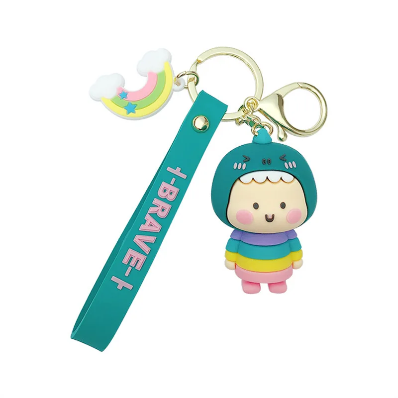 

Cartoon Silicone Little Dinosaur Coat Doll Bag Key Chain Pendant Bag Pendant Creative Cute Keychain Children's Gift Keyring