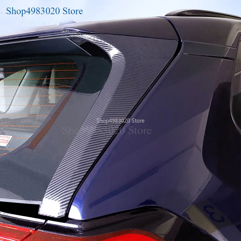 

For Toyota RAV4 RAV 4 2019 2020 Carbon Fiber Exterior Rear Tail Window Spoiler Triangle Molding Cover Kit Trim Accessories
