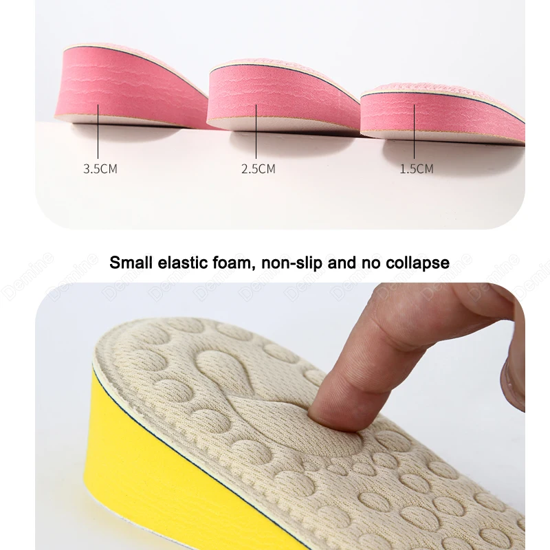 Demine Height Increase Shoe Insoles for Women Comfort Eva Memory Foam Shoes Sole Inserts Foot Heel Lift Pad Heightening Insoles Demine Height Increase Shoe Insoles for Women Comfort Eva Memory Foam Shoes Sole Inserts Foot Heel Lift Pad Heightening Insoles