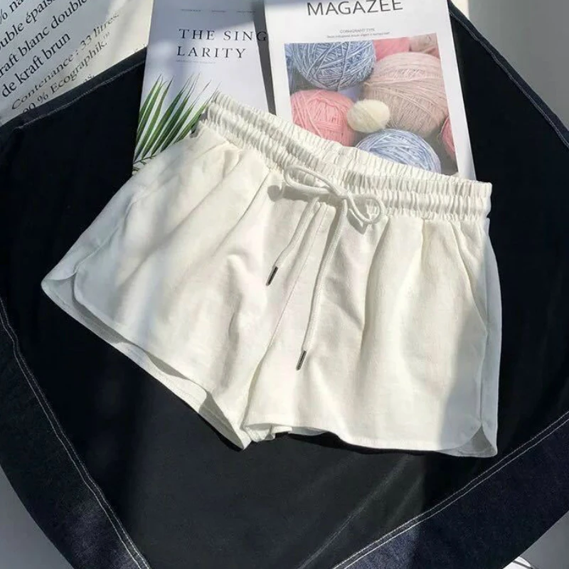 

Sleep Bottom Summer Solid Drawstring Loose Plus Size 3XL Simple Daily Homewear Outwear Womens Bodybuilding Pajama Shorts Couples