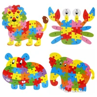 childrens intelligence toy cognition english letter building blocks wood animal jigsaw baby educational toys kid gifts y029