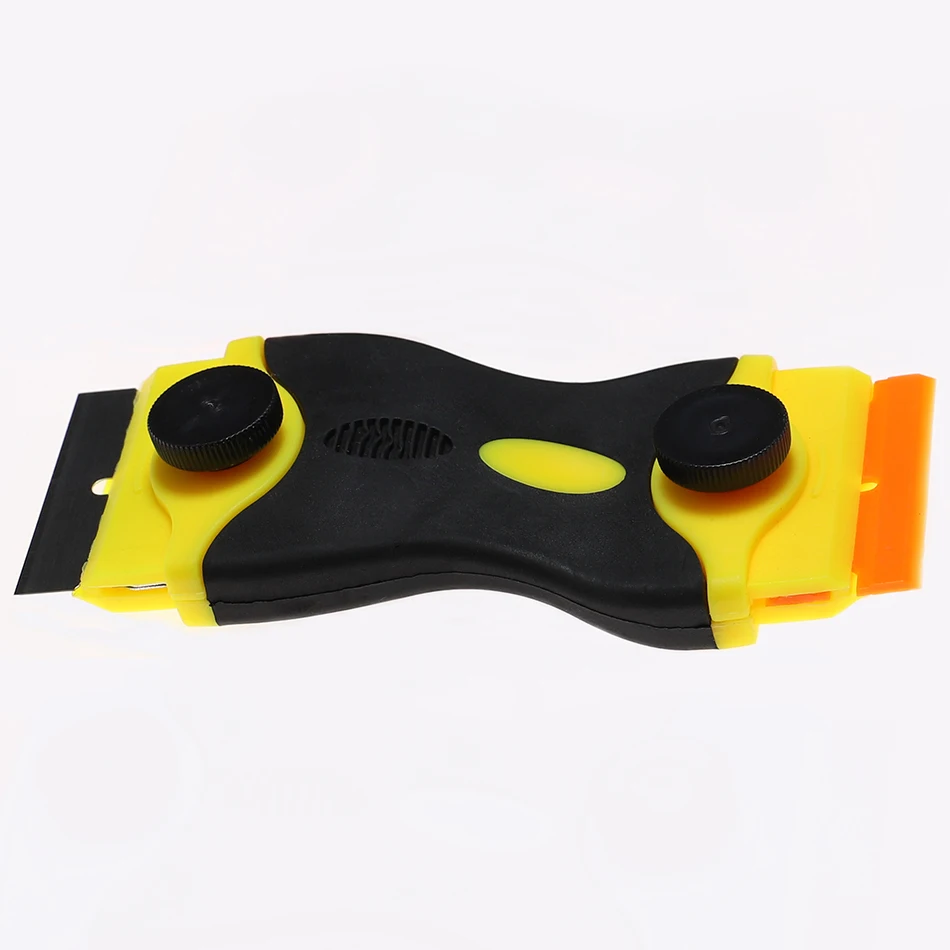 Цвет: желтый 2 in 1 Plastic Handle Razor Glass Ceramic Hob Scraper Cleaning Tool With Blade For Oven Cooker Cleaning Window Smooth Surface - Цвет: Цвет: желтый