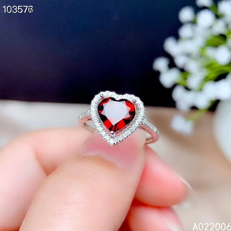 

KJJEAXCMY fine jewelry 925 sterling silver inlaid natural garnet ring delicate new female gemstone ring vintage support test