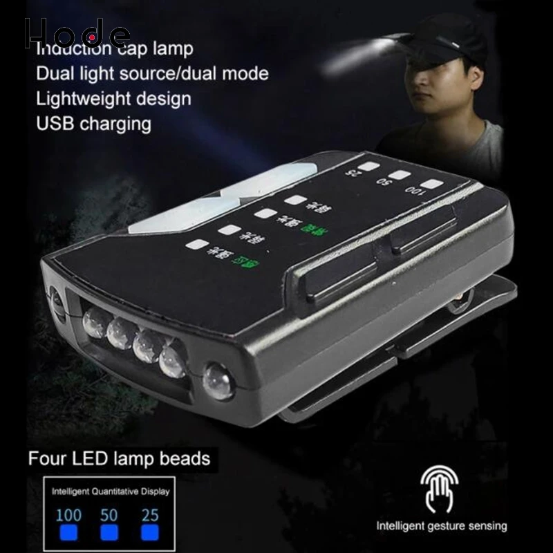 

COB+LED sensor headlight strong light super bright clip-on light multi-function rechargeable brim light battery display