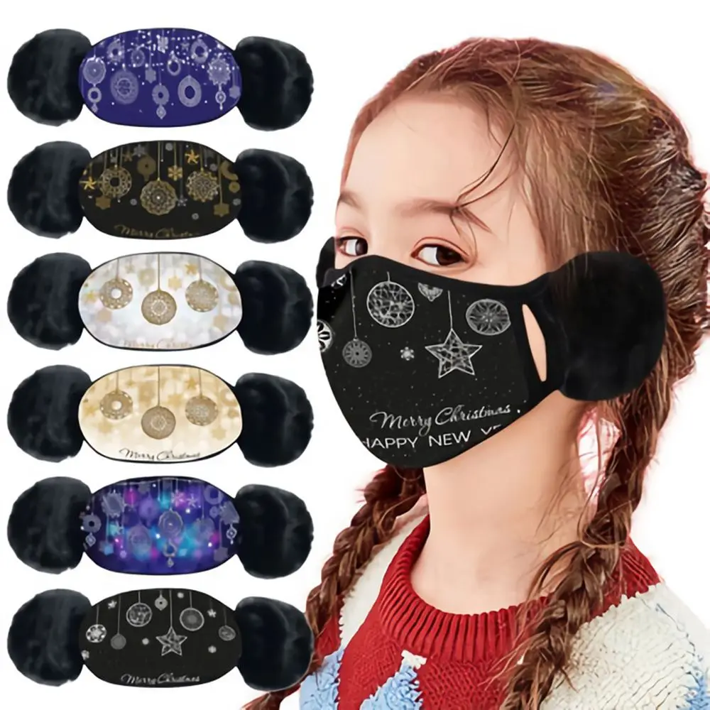 

Breathable Cotton Merry Christmas Anti Dust Masks Mouth Cover Face Protectors Warm Earmuffs Christmas Ear Cover