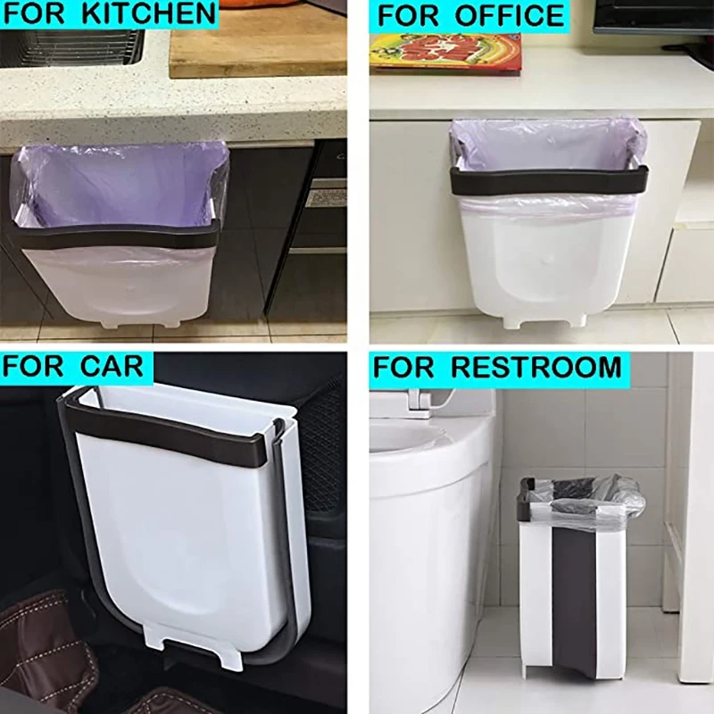 Car Hanging Trash Can Collapsible Small Garbage Bin for Cabinet Cupboard DoorGallon Portable Folding Waste Container | Автомобили и