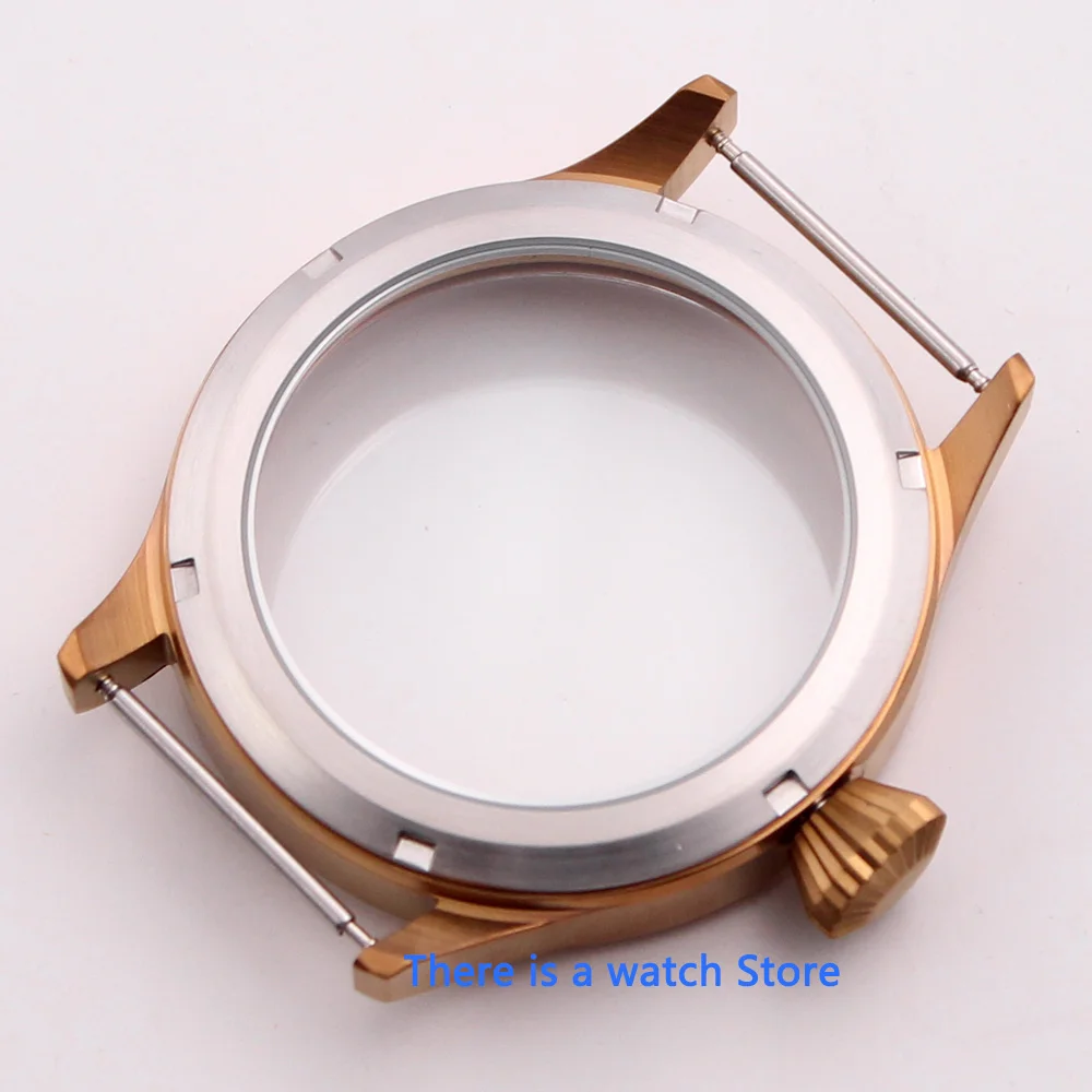 

43mm Corgeut brushed 316L stainless steel sapphire glass mens watch case fit ST36 ETA 6497 6498 movement