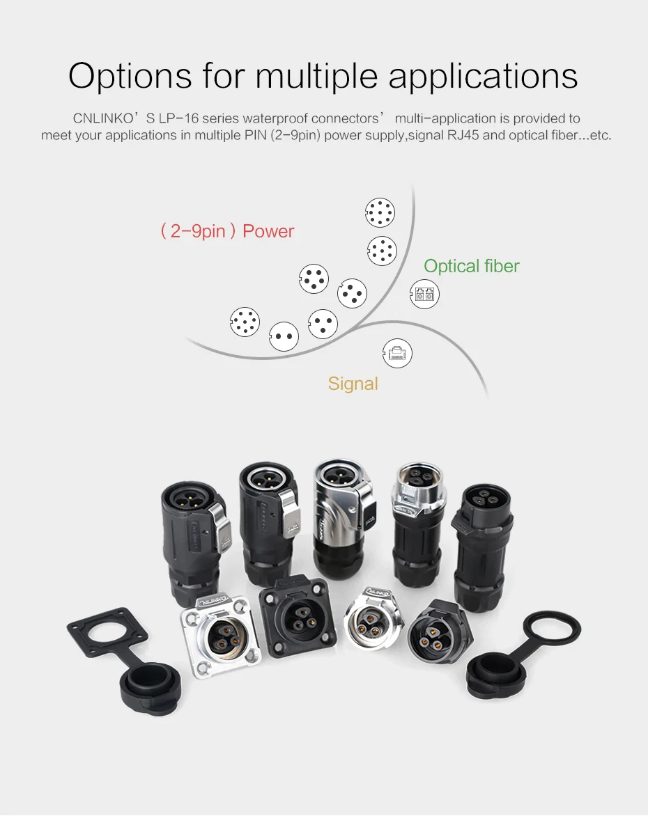 Waterproof connector M16 2 pin IP67 power metal connector round plug male plug female socket 10A electrical seal connector