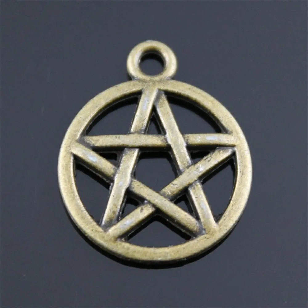 20 штук амулетов из сплава пентаграммы для ожерелья, подвески на браслет, для создания ювелирных изделий своими руками, 18x20 мм.
