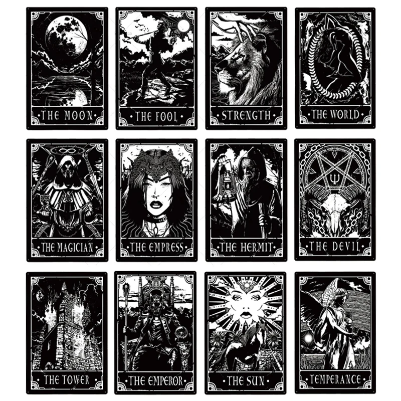 

Tarot Metal Tin Sign Vintage Rusted Plaques Bar Pub Cafe Home Wall Decoration Art Crafts Tinplate Painting Indoor Pin Up Signs