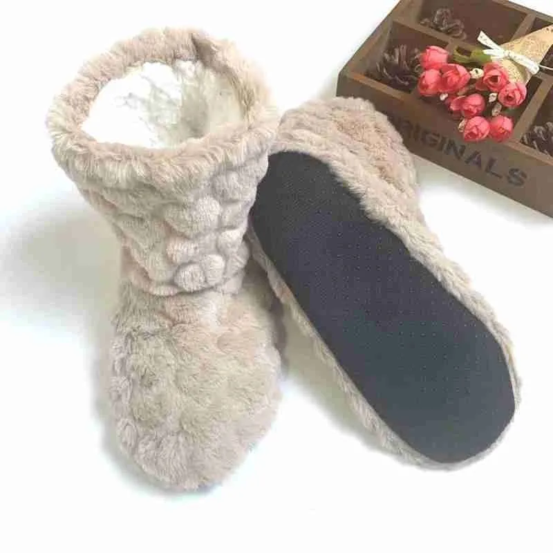 

Unisex Winter Warm Plush Women High Floor Boots Fashion Indoor Non-slip Fleece Thicken Bedroom Color Sock Girls Floor Boot