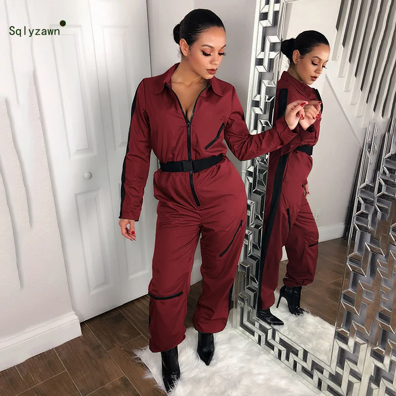 Женский Облегающий комбинезон в полоску красный зеленый черный на молнии с