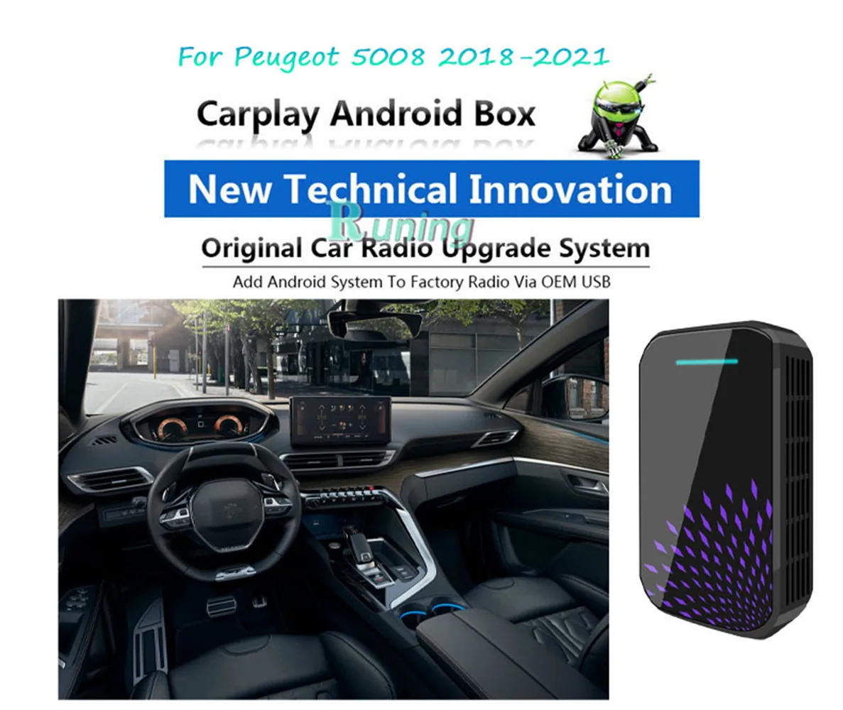 

Upgrade Car Radio Android Stereo USB Carplay Box For Peugeot 5008 2018-2021 Car Multimedia Player GPS Navigation Plug and Play