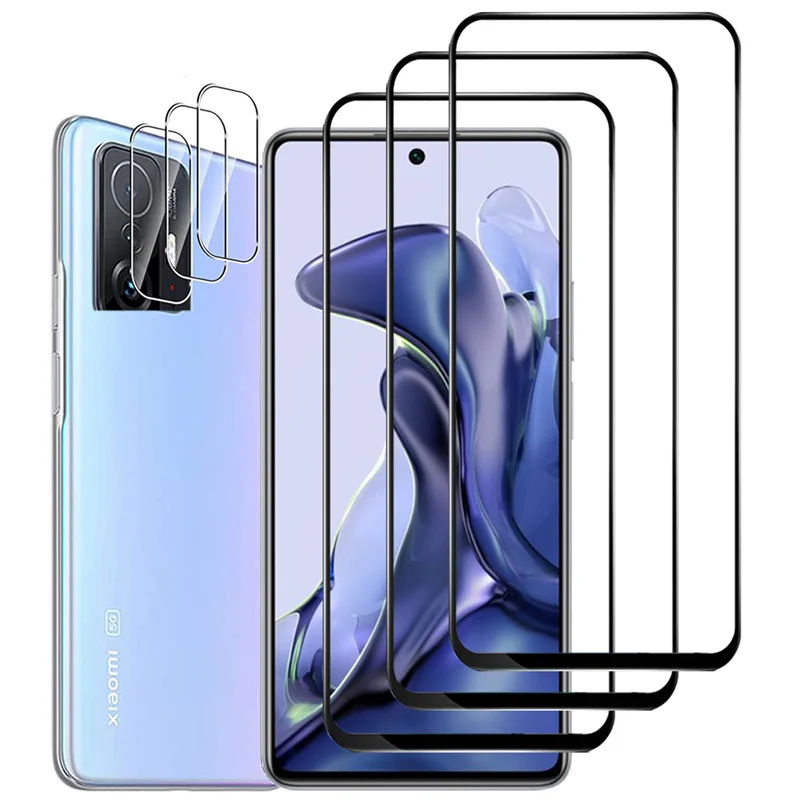 

6-in-1, tempered glass + camera film for mi 11 t pro xiaomi 11t 5g glass mi11t pro screen protector mi-11t xiaomi 11t pro glass