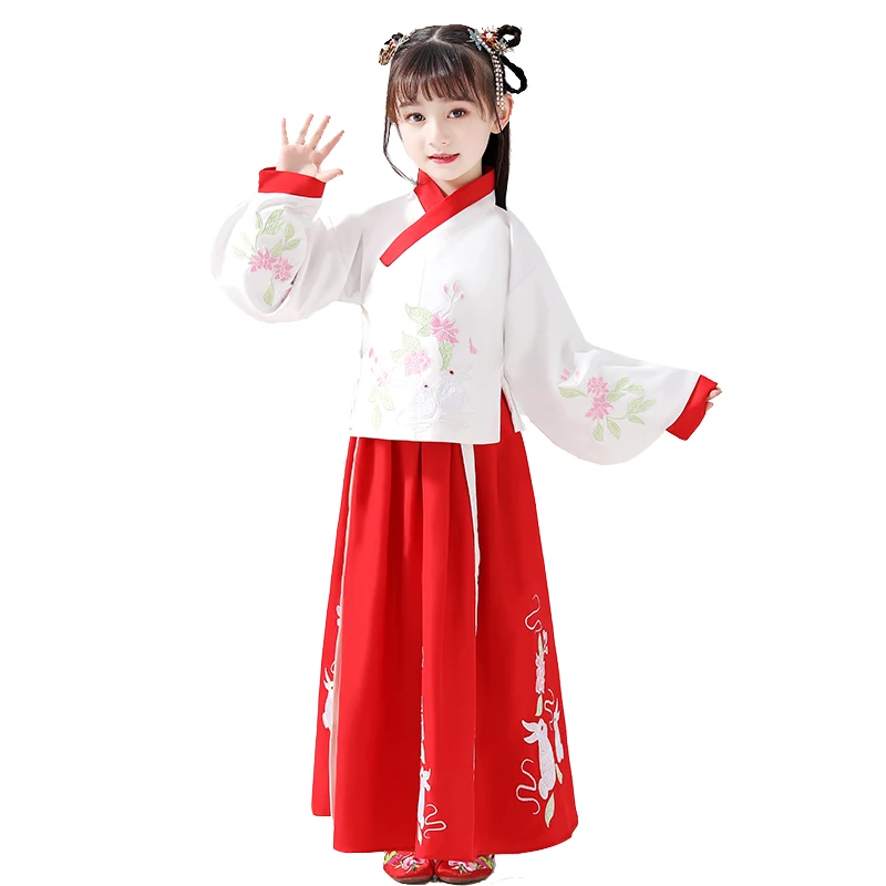 

2020 Traditional Chinese Hanfu Girls Chinese Ancient Dress National Costume For Kids Folk Dance Performance Wear Stage Outfit