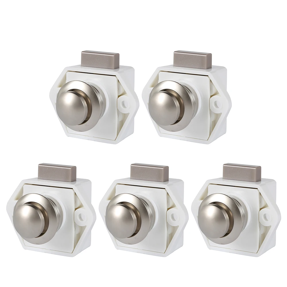 

5PCS Button Catch Push Box Lock Camper Car Push Lock Home Cupboard Door Cabinet Drawer Latch Button Locks for Furniture Hardware