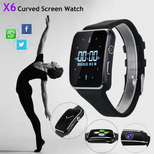 X6 изогнутый экран Bluetooth Smartwatch TF SIM Камера для мужчин и женщин Смарт часы Android IOS iPhone