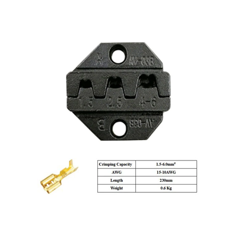 jaw HS-03B обжимные плоскогубцы, емкость 1,5-6mm2 15-10AWG для неизолированных тапочек и сосудов, саморегулирующиеся ручные инструменты - Цвет: jaw