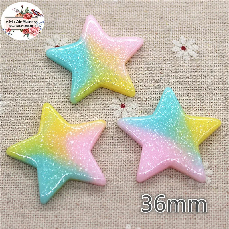 

10pcs Star colorful shiny Resin Flackback Cabochon Art Supply Decoration Charm Craft DIY craft