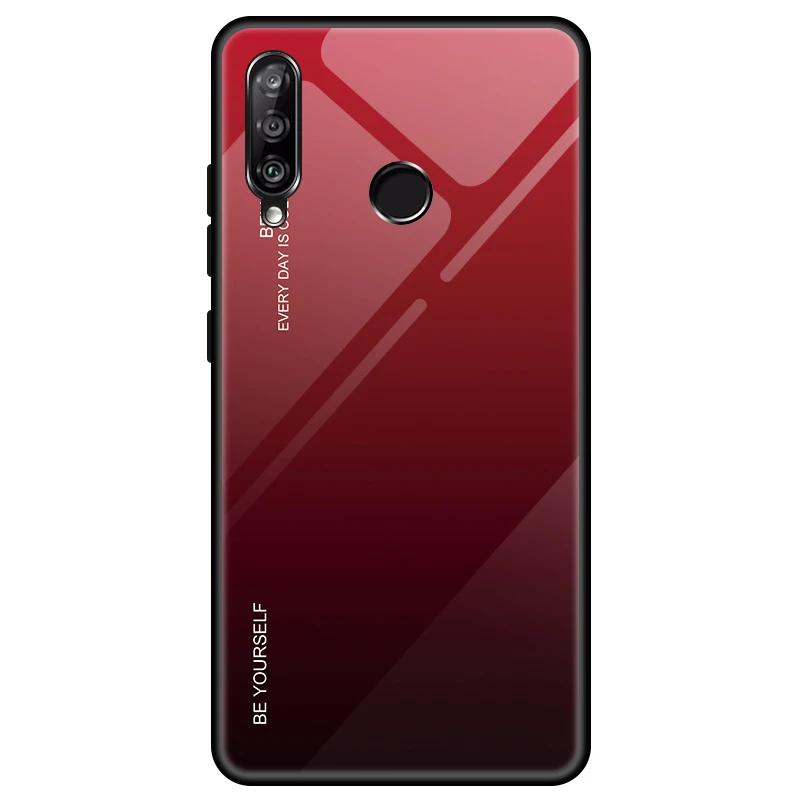 Red Градиентный чехол из закаленного стекла для Honor 9X, Премиум чехол, силиконовая рамка, жесткая стеклянная задняя крышка для huawei Honor 9X Global чехол - Цвет: Red