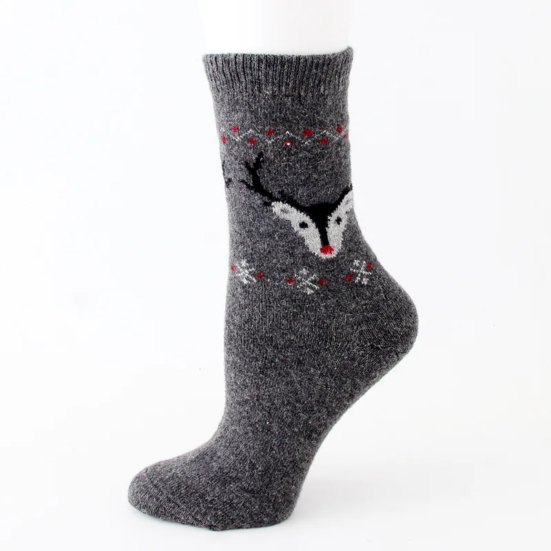 12 Pairs Wool Socks for Women Winter Thick Warm Cozy Elk Pattern Soft Socks Middle Tube Crew Boot Socks
