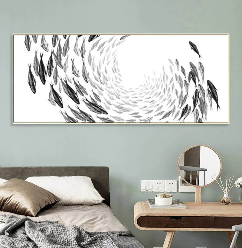 Современный постер в китайском стиле с изображением рыбы настенная картина на