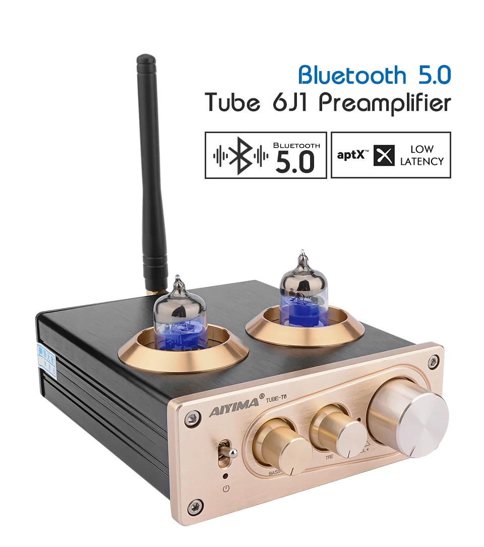 AIYIMA aptX Bluetooth 5,0 ламповый предусилитель 6J1 вакуумный ламповый Предварительный усилитель DIY стерео домашний усилитель мощности Предварительный усилитель с регулятором тона