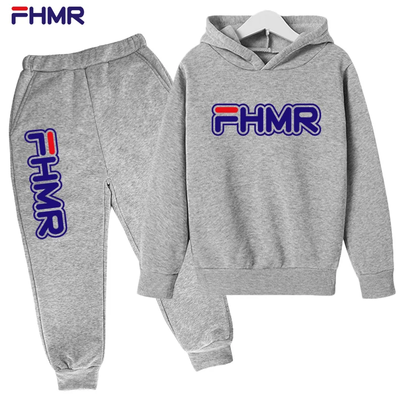 

FHMR 2 Pieces Sets Tracksuit boy Hooded Sweatshirt+pants Pullover Hoodie Sportwear Suit Hombre Casual girl Clothes Size 4-14T