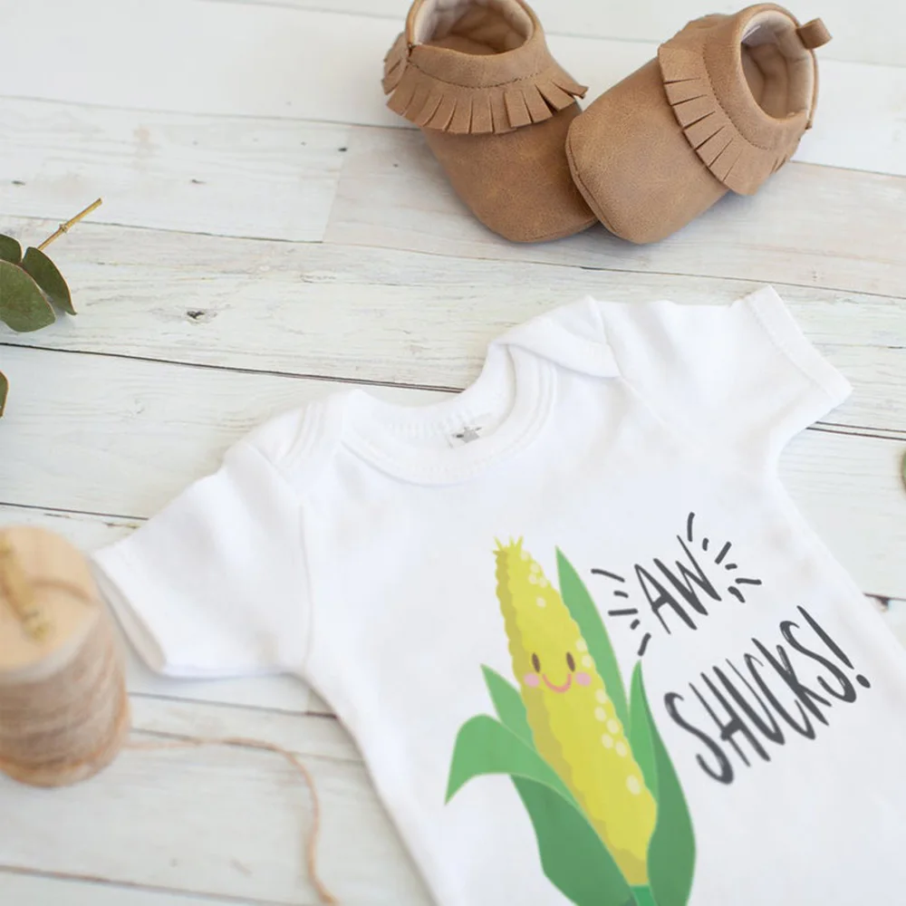 Топы для детей с персонажами из мультфильма Shucks Onesie Corn Забавные детские