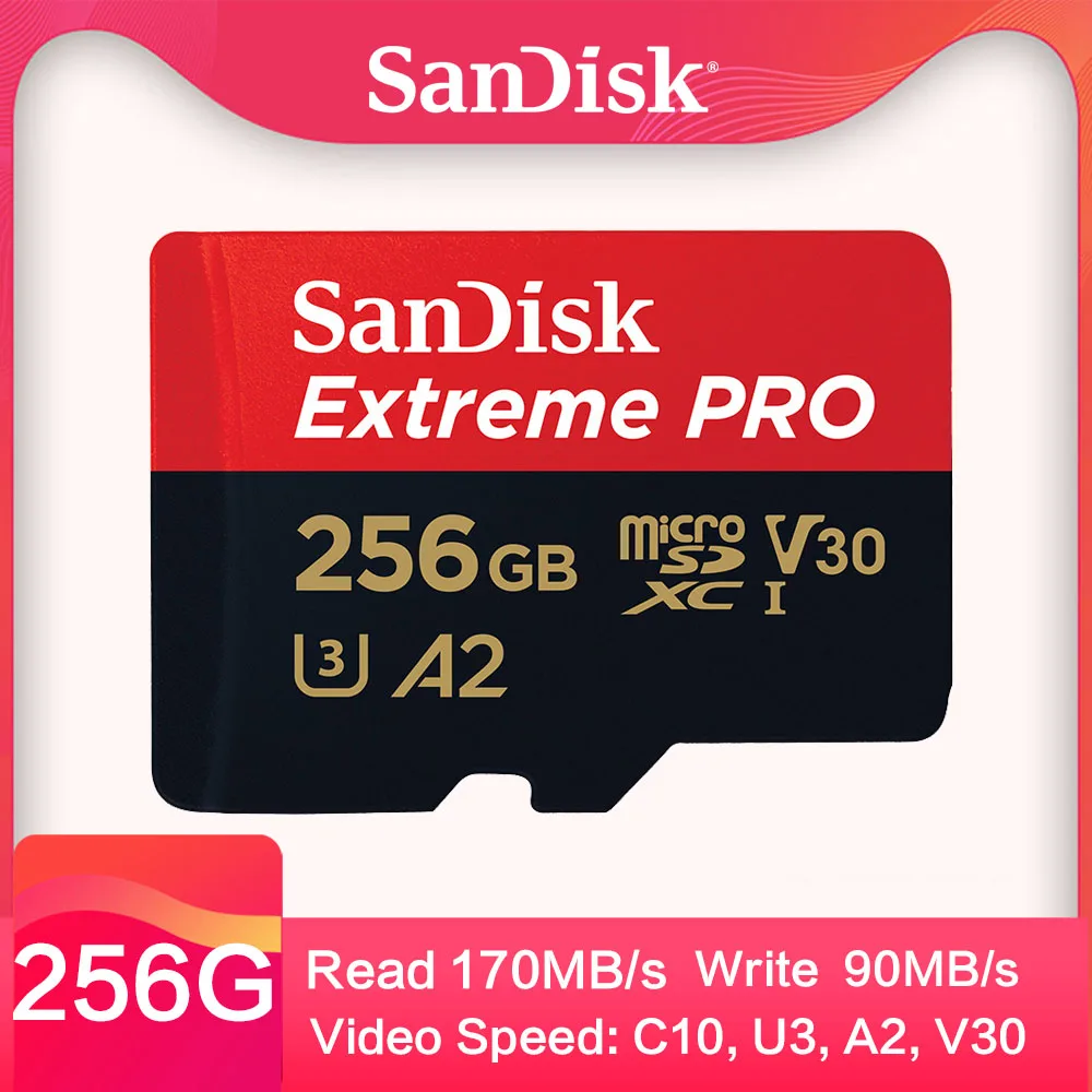 SDSQXCZ-256G SanDisk Extreme microSDXC 32 Гб 64 Гб 128 ГБ 256G класс 10 microSD TF карта Поддержка официальной проверки C10 V30 U3 - Емкость: SDSQXCZ-256G