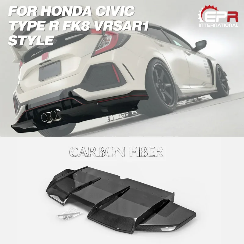 Сплиттер диффузора из углеродного волокна для Honda 2017 On Civic Type R FK8 VRSAR1 | Автомобили и