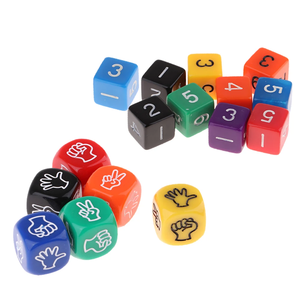 6 шт. рок Бумага ножницы кости + цифровой кубики указывающий палец Игральные набор