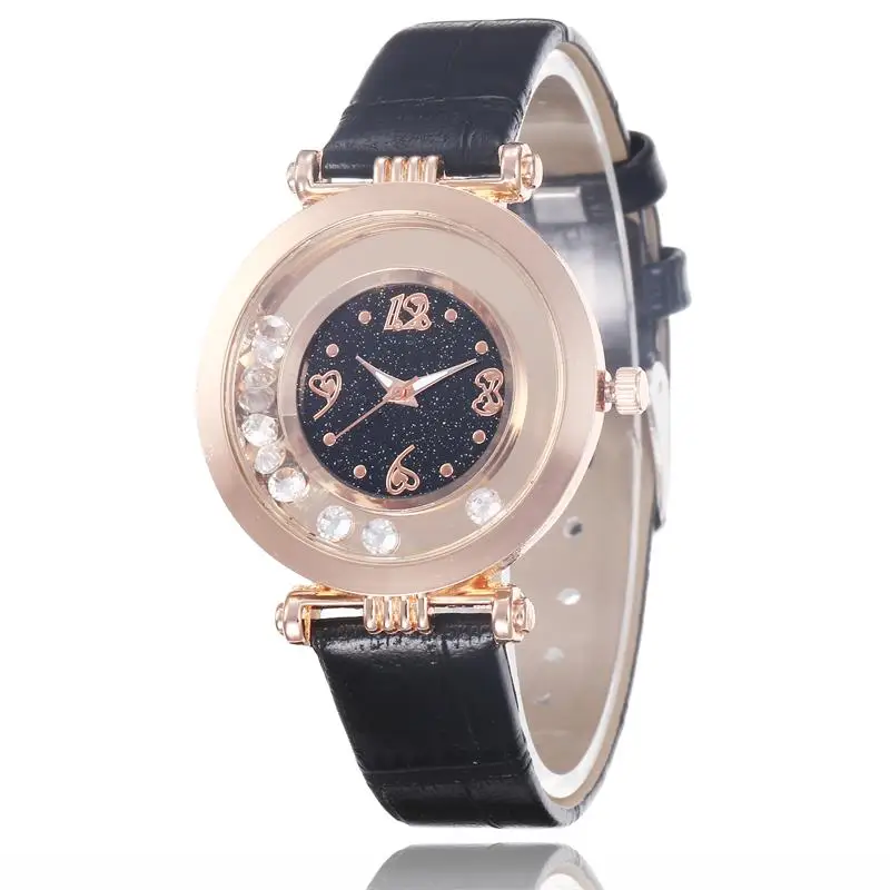 Модные женские часы Простые Романтические из розового золота наручные с кожаным