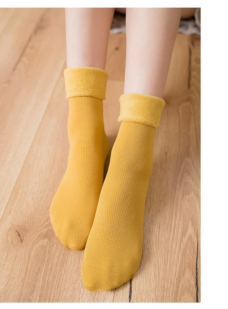 Skarpetki calcetines mujer; зимние носки-тапочки для девочек; утолщенная шерсть; теплая шерсть; плотные теплые дышащие эластичные модные носки для женщин