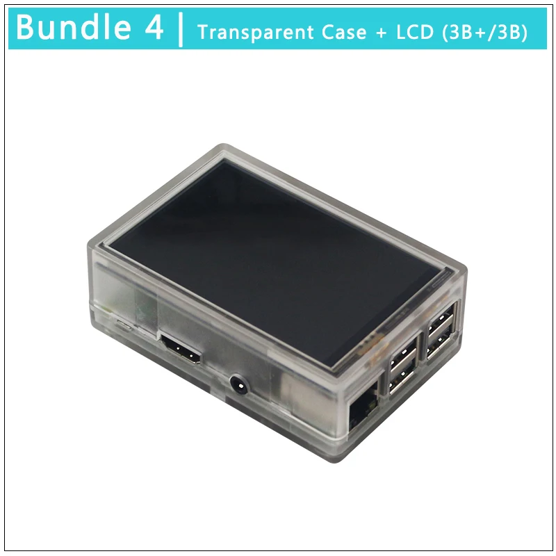 Raspberry Pi 3 Model B+ 3,5 дюймов сенсорный экран 480*320 TFT lcd+ ABS Чехол черный серый коробка также для Raspberry Pi 4 Модель B/3B - Цвет: Bundle 4