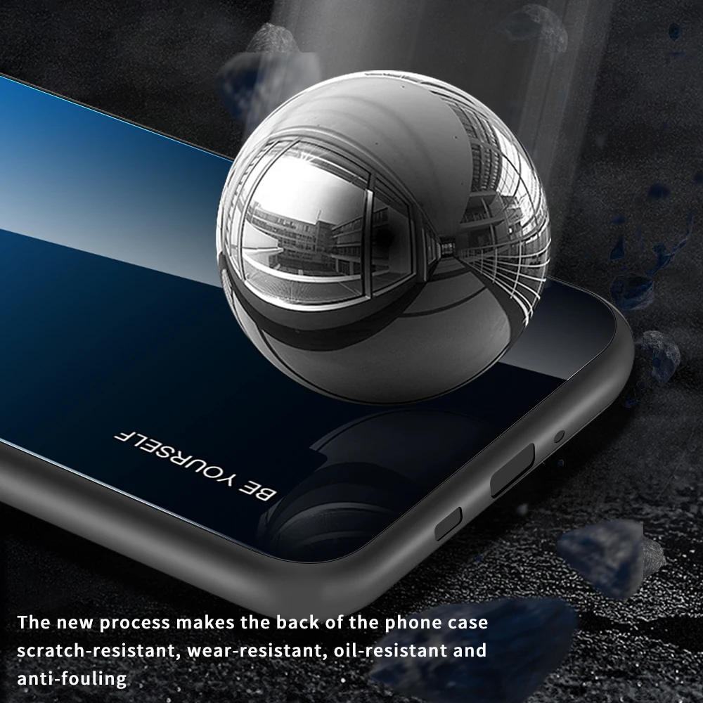 KEYSION Gradient Glass Case for Samsung Galaxy S20 Ultra S10 Plus S9 Note 10 Phone Cover A71 A51 A70 A50S A20 M30S |